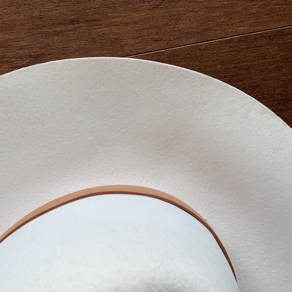 NWT Rag & Bone Off White Wool Wide Brim Floppy Fedora Tan Leather Hatband Large - Picture 8 of 16